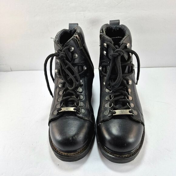 NexGen Men\'s Black Leather Lace-Up Motorcycle Biker Boots Size 8 Vintage main image 10